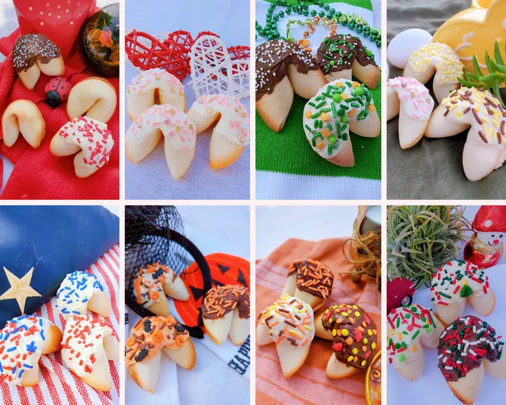 A colorful display of decorated fortune cookies from a team-building activity in San Diego.